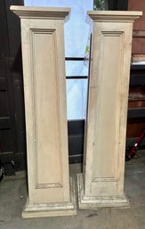 Lot 17- Pair Of Architectural White Wooden Columns - Home Salvage Posts