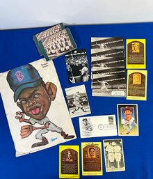 Lot 326- Baseball Ephemera Lot - Reggie Smith Caricature - Original Photo KiKi Gabby - Lou Gehrig US Stamp
