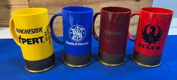 Lot 440- Smith & Wesson - Winchester - Ruger - Federal Vintage Gun Beer Pint Mugs Big Shot Lot Of 4