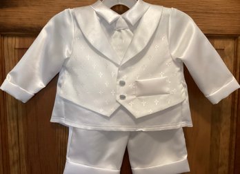 Lot 141RR-Baptism Christening Wedding Baby Boys Suit Size 6-9 Months 7 Pieces