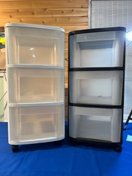 Lot 443- Sterlite Storage Drawers - Lot Of 2 - 3 Drawers On Wheels