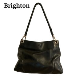 Lot 12- BRIGHTON Black Pebbled Leather Womens Shoulder Bag Purse
