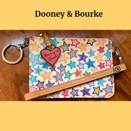 Lot 17- Y2K Dooney & Bourke Colorful Stars Wristlet Wallet With Keyring & Rainbow Zipper