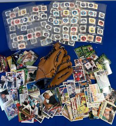 Lot 333- Vintage Baseball Cards - MLB Stickers - Las Vegas Aviators Glove