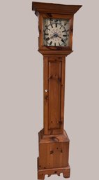 Lot 449- Colonial Grandfather Clock - Knotty Pine Cabinet - Great Cabin - Country Rustic Farmhouse Decor