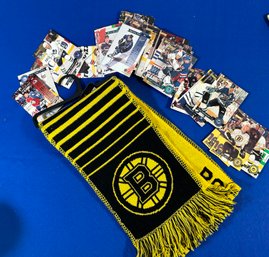 Lot 337- New Boston Bruins Scarf With NHL Hockey Cards