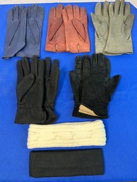 Lot 802 - Leather & Suede Dress Glove Lot Of 7 Items - Gloves & Headbands