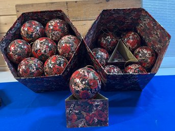 Lot 453- Victorian Style Red Rose Christmas Tree Ornaments In Boxes - 21