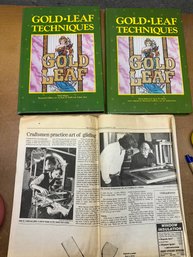 Lot 206 - Vintage Gold Leaf Books And Newspaper