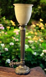 Lot 457- STUNNING! Pewter Base White Shade Table Lamp - Heavy