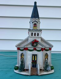 Lot 300KS- Ceramic Light Up Church Village Christmas Building - Hand Painted - Very Nice!