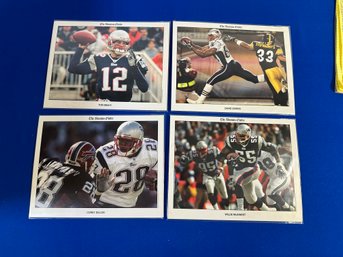 Lot 349- 4 Large Boston Globe Football Cards - New England Patriots