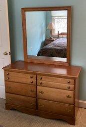 Lot 483- Carolina Furniture Maple Dresser With Mirror - Made In USA