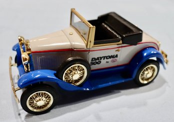 Lot 228 - Daytona 500 - Die Cast Ford Model A Roadster 1/25 Coin Bank - New Old Stock Orig Box - Limited Ed