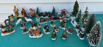 Lot 307KS- Christmas Village People - Snowy Trees - Animals - Nativity - Winter Decor - Lot Of 37