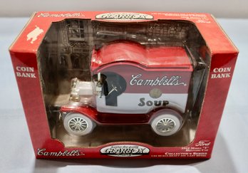 Lot 234 - 1997 Campbell's Soup 1912 Model 't' Die Cast Delivery Car Bank - New In Original Sealed Box