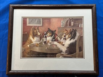 Lot 339- CM Coolidge The Reunion Collies  - Dogs At Bar Smoking - Playing Poker - Suffran Alcohol Advertising