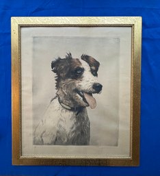 Lot 340- Dog With Tongue Hanging Out Art Reproduction - Signed & Numbered - Terrier Portrait