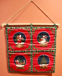 Lot 617CJV - Decorative Handmade Christmas Wall Hanging - St. Nick - Santa - Tree - Snowman - Sled