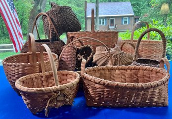 Lot 286- Collection Of Baskets - Various Sizes - Decor - Display - Country Lot Of 12