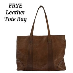 Lot 98- FRYE Brown Leather Distressed Tote Bag- Carryall - Purse