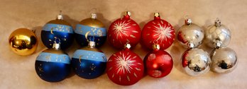 Lot 626CJV - Christmas Glass Ball Ornaments Lot Of 13 - Holiday Tree Decor