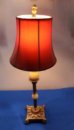 Lot 245 - Ornate Table Lamp - Red Shade - 26 Inches