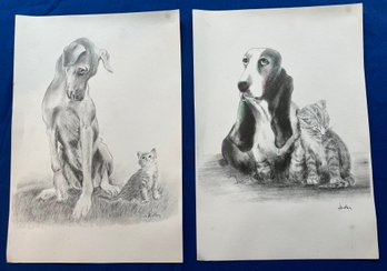 Lot 358- Dogs And Cats Prints - Basset Hound - Doberman - Huntley