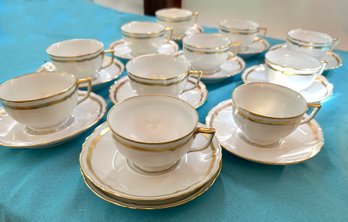 Lot 287- 11 Limoges France Tea Cups And 1 Plate Lot Vintage Chapus Freres White Porcelain France