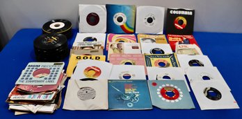 Lot 263 - Over 200 33 1/3 Vinyl Records In Wooden Basket - Mathis - Darin - Jackson - Isley Bros.