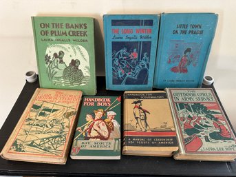 Lot 366 - Laura Ingalls Wilder Vintage Books Plus Girl Scouts & Handbook For Boys - Lot Of 7 Books