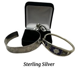 Lot 495- Sterling Silver Bracelet Van Dell Earrings Mexico Mother Of Pearl - Lot Of 3