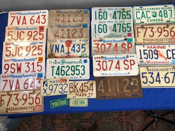 Lot 402 - Large Lot Of 23 License Plates As Early As 1942 - NH MA SC - Motorcycle - Car