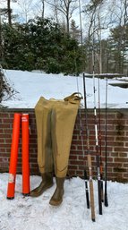 Lot 364 - Fishing Lot - Water Waders Size 11 - Fish Rod Caddy - Conlon 500 Fly Fishing - Maxtec