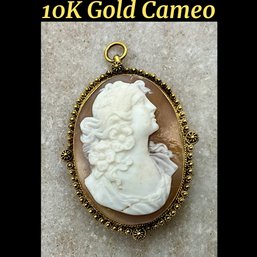 Lot 509- 10K Gold Antique Cameo Pendant Pin