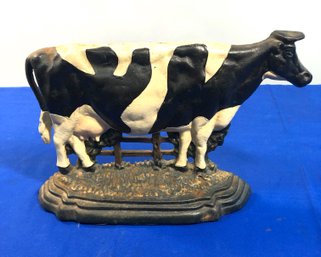 Lot 425 - Cast Iron Heavy Rustic Country Cow Doorstop With Great Details -