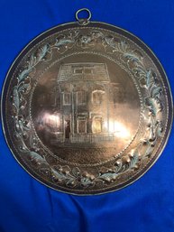 Lot 426 -1800s Brass Danish Heritage House Hamilton Bermuda Embossed Antique Decorative Wall Bowl Inc COA