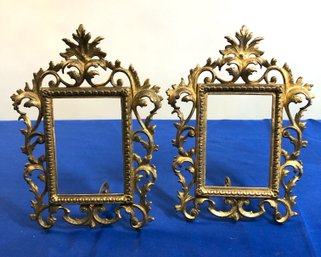 Lot 422 - Pair Of 2 Ornate Brass Colored Vintage Photo Art Frames
