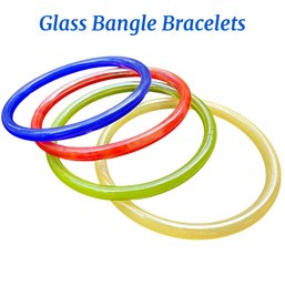 Lot 325- Beautiful! GLASS Colorful  Bangle Bracelets - Blue Red Green Yellow Lot Of 4