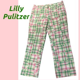 Lot 44- Lilly Pulitzer Pink Green Plaid Pants Trousers Womens Size 10