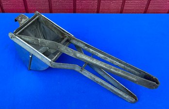 Lot 704- Industrial Kitchen Steel Potato Masher, Ricer, Fruit Press - Farmhouse Decor