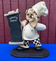 Lot 706- Italian Chef- Allan Agohob Artist - Standing Menu Chalkboard Figure- Kitchen Decor - Tabletop - Tall