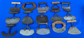 Lot 708- Primitive Antique Early Kitchen Choppers - Farmhouse Decor - Lot Of 15 Steel Blades With Wood Handles