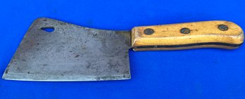 Lot 709- WOW! Briddell Meat Cleaver - Antique Kitchen Knife - Made In USA - Primitive Wood Handle - 11 Inches