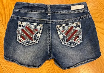 Lot 59- Patriotic Wall Flower Denim Jeans American Flag Pocket Shorts Juniors Size 9
