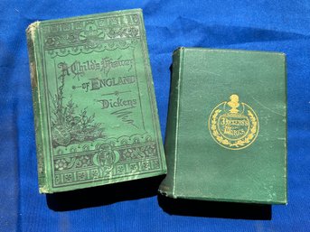 Lot 404- 2 Antique Charles Dickens Works Books 1871 - Childs History Of England - Illustrated