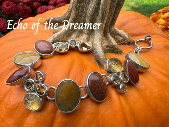 Lot 301SL - Echo Of The Dreamer Bracelet - Sterling Sunstone Citrine Carnelian - Margaret Thurman