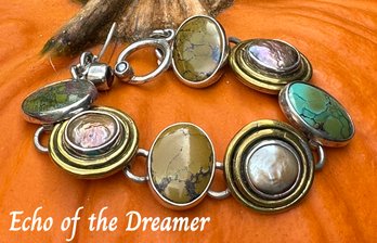 Lot 302SL - Echo Of The Dreamer Bracelet - Sterling Brass Jasper Pearl  - Margaret Thurman