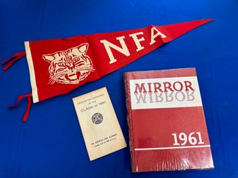 Lot 379 - 1961 Yearbook & Pennant & Program Book - Norwich Free Academy - Connecticut