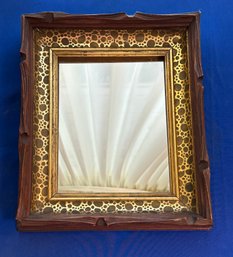 Lot 381 - Unique Antique Wood Mirror With Gold Leaf Design